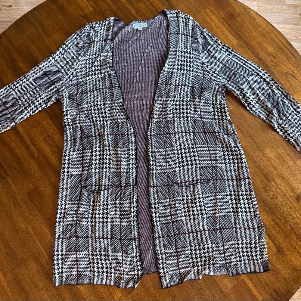 EUC Joseph A. Plaid Open-Front Cardigan Sweater in Size XL!